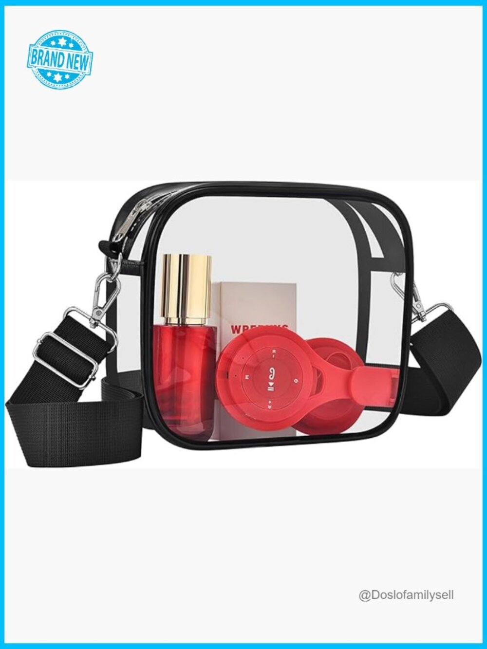 Clear Crossbody Messenger Bag Stadium Approved Water Resistant PVC